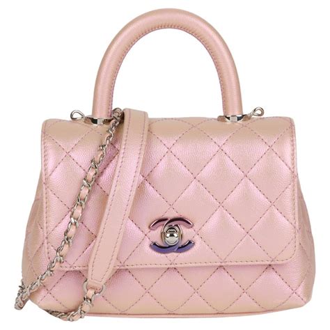 chanel pink iridescent flap bag s10|CHANEL Iridescent Caviar Quilted Mini Coco Handle Flap Pink .